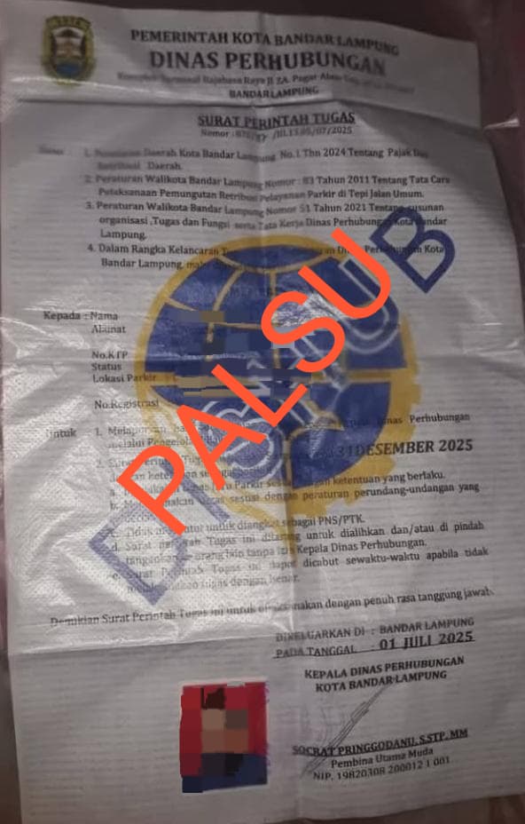 Modal SK Palsu, Petugas Parkir Liar Protes Penertiban Dishub Bandar Lampung